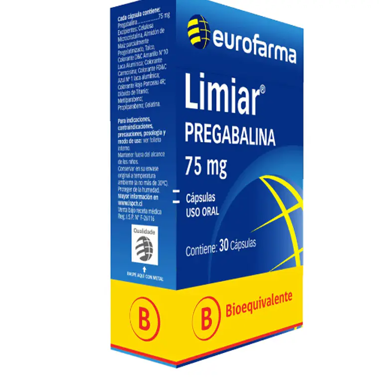 Limiar (B) Pregabalina 75 mg 30 Cápsulas. 1