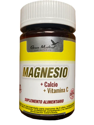 Magnesio + Vitamina C + Calcio 60 Cápsulas. Green Medical