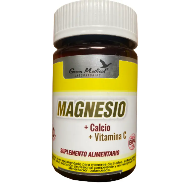 Magnesio + Vitamina C + Calcio 60 Cápsulas. Green Medical 1