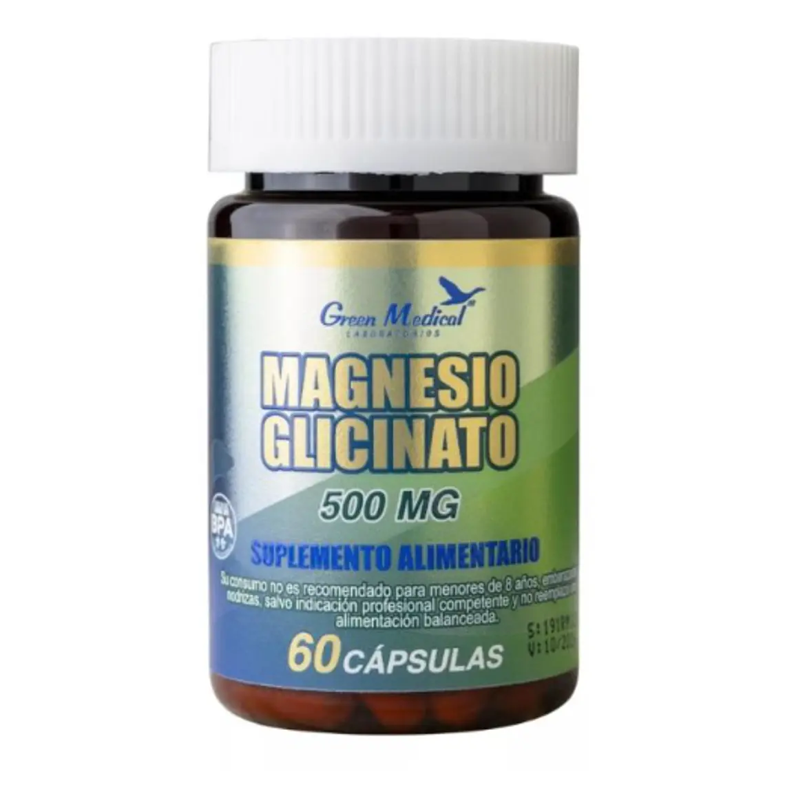 Magnesio Glicinato 500 mg 60 Cápsulas. Green Medical  1