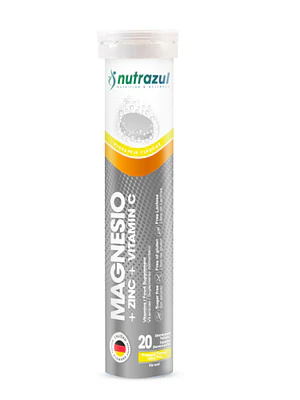 Magnesio + Zinc + Vitamin C 20 Tabletas efervescentes sabor piña. Nutrazul 