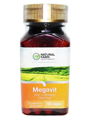 Megavit Zinc + Ginseng + Vitaminas 60 Cápsulas. Natural Farm
