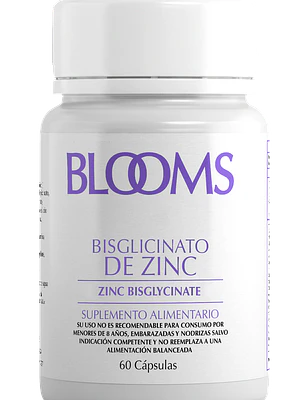 Blooms Bisglicinato de zinc 60 Cápsulas. 