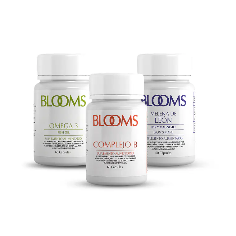 Pack Blooms Concentración/Neuroprotección/Memoria: Omega 3 + Melena de León + Complejo B 1