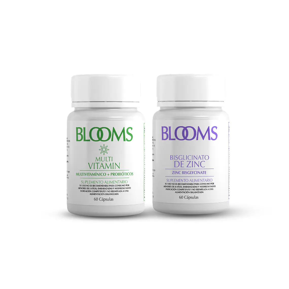 Pack Blooms Inmunidad Multivitaminico + Probiotico + Bisglicinato  1