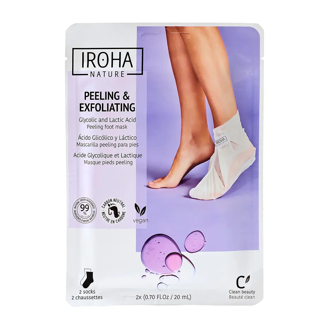 Iroha Mascarilla Peeling para Pies Acido Glicólico y Láctico 1