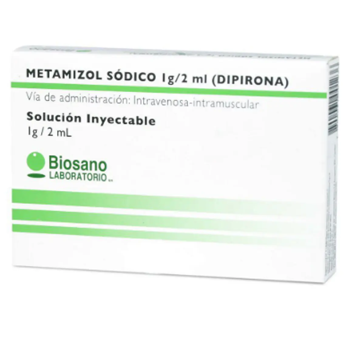 Metamizol Sodico Amp 1G/2 ml por 100  unidades  Biosano (Ec) 1