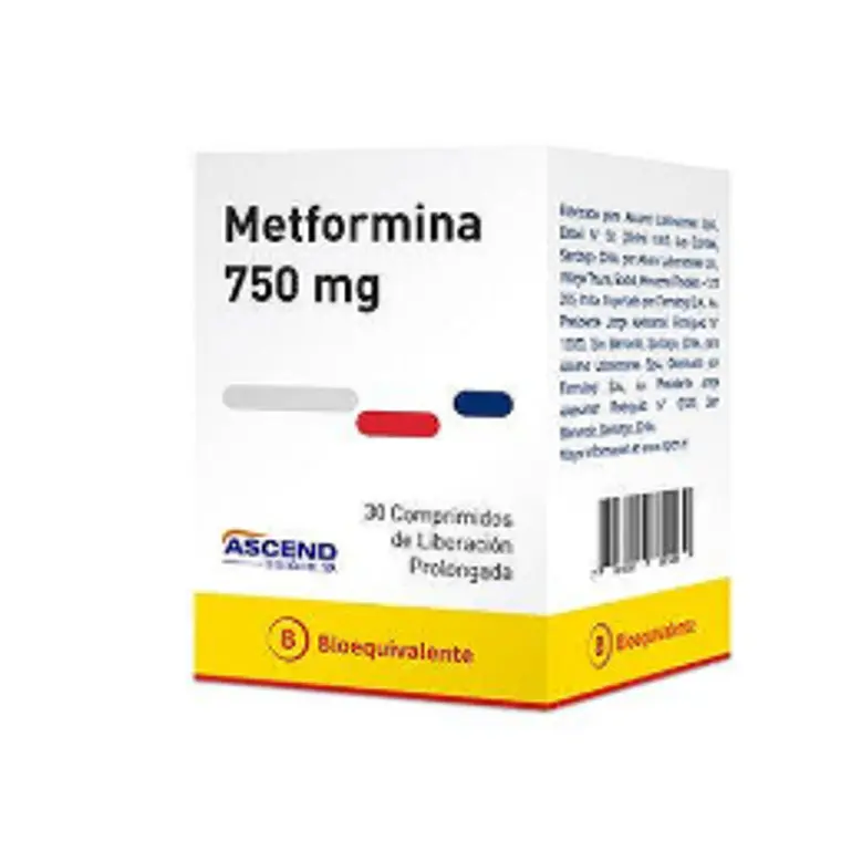 Metformina XR (B)  750 mg 30 Comprimidos. Ascend  1