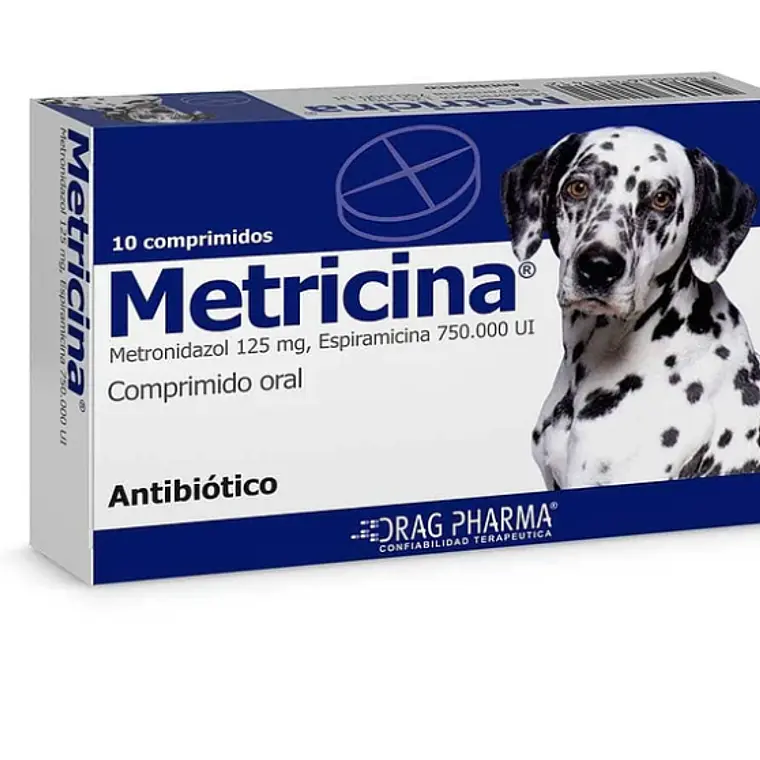 Metricina Metronidazol 1,25 mg, Espiramicina 750.000 UI 10 Comprimidos. Uso veterinario 1