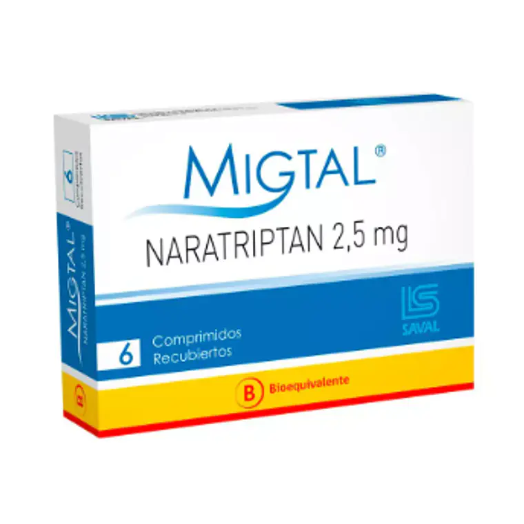 Migtal (B) Naratriptán 2,5 mg 6 Comprimidos recubiertos. 1