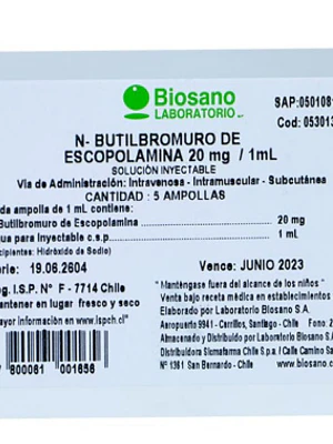 N Butilbromuro Escopolamina Amp 20Mg 1 ml por 100