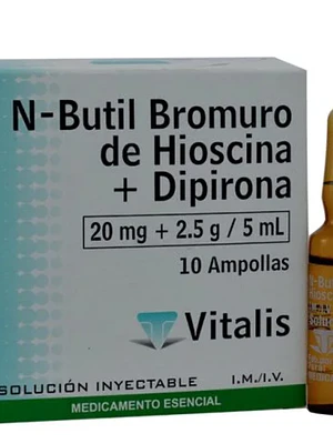 N-Butilbromuro de hioscina+Dipirona 20/2,5 mg / 5 ml 10 Ampollas. Vitalis