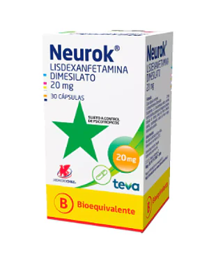 Neurok (B) Lisdexanfetamina 20 mg 30 Cápsulas. Medicamento controlado, venta presencial