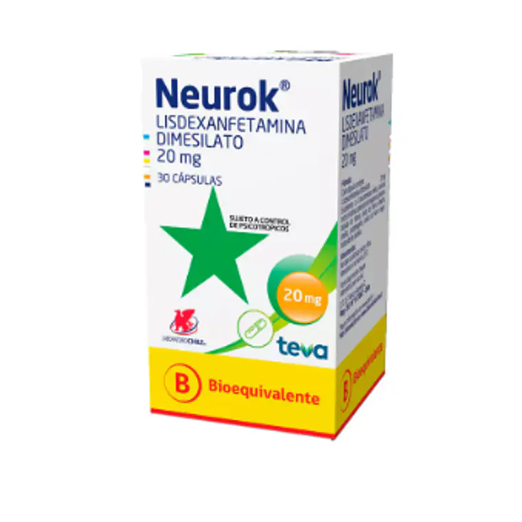 Neurok (B) Lisdexanfetamina 20 mg 30 Cápsulas. Medicamento controlado, venta presencial 1
