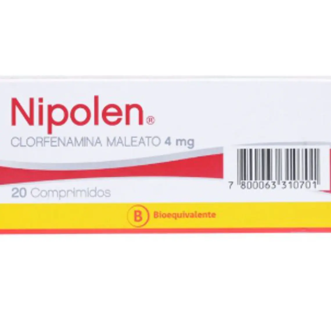 Nipolen (B) Clorfenamina 4 mg 20 Comprimidos. 1