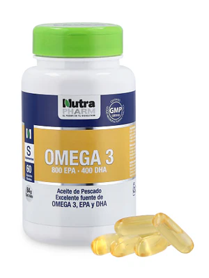 Omega 3  800 EPA 400 DHA 60 Cápsulas blandas. Nutra Pharm
