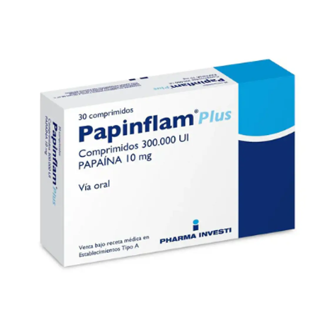 Papinflam Plus Papaína 300.000 U.I. 30 Comprimidos. 1