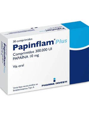 Papinflam Plus Papaína 300.000 U.I. 30 Comprimidos.