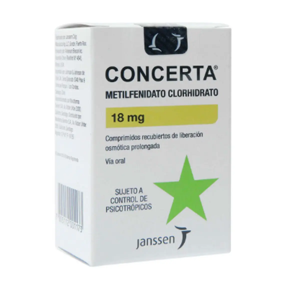 Concerta Metilfenidato 18 mg 30 Comprimidos. Medicamento controlado, venta presencial 1