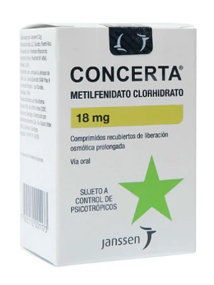 Concerta Metilfenidato 18 mg 30 Comprimidos. Medicamento controlado, venta presencial