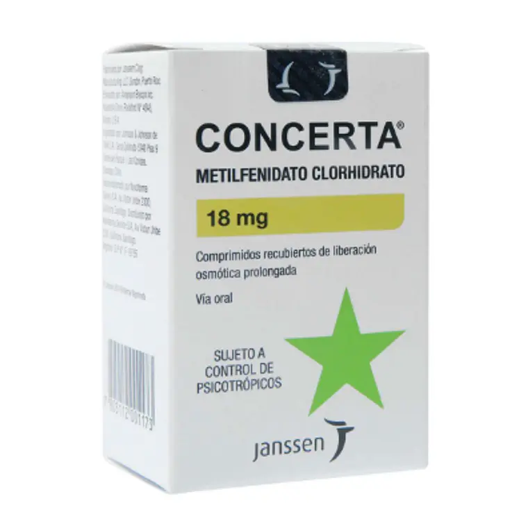 Concerta Metilfenidato 18 mg 30 Comprimidos. Medicamento controlado, venta presencial 1