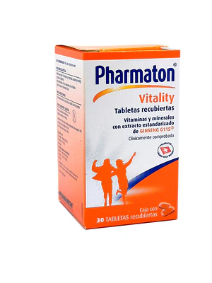 Pharmaton Vitality Multivitamínico 30 Tabletas recubiertas.