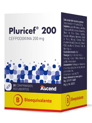 Pluricef (B) Cefpodoxina 200 mg 20 Comprimidos recubiertos.