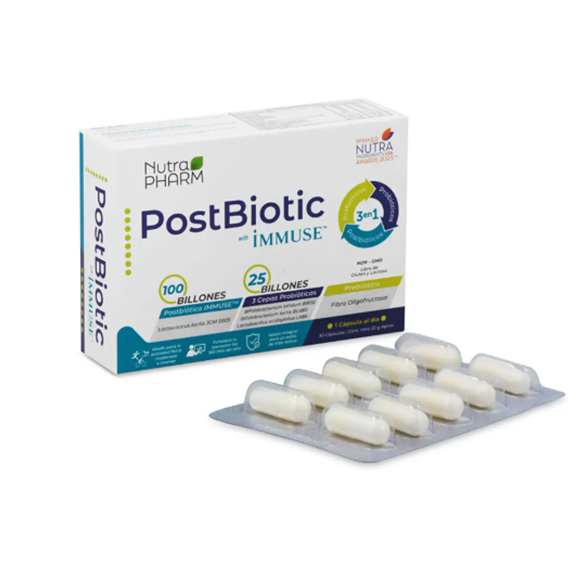 PostBiotic Immuse Adulto 30 Cápsulas. Nutra Pharm 1