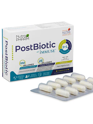 PostBiotic Immuse Adulto 30 Cápsulas. Nutra Pharm