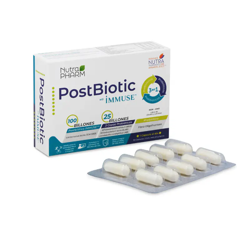 PostBiotic Immuse Adulto 30 Cápsulas. Nutra Pharm 1