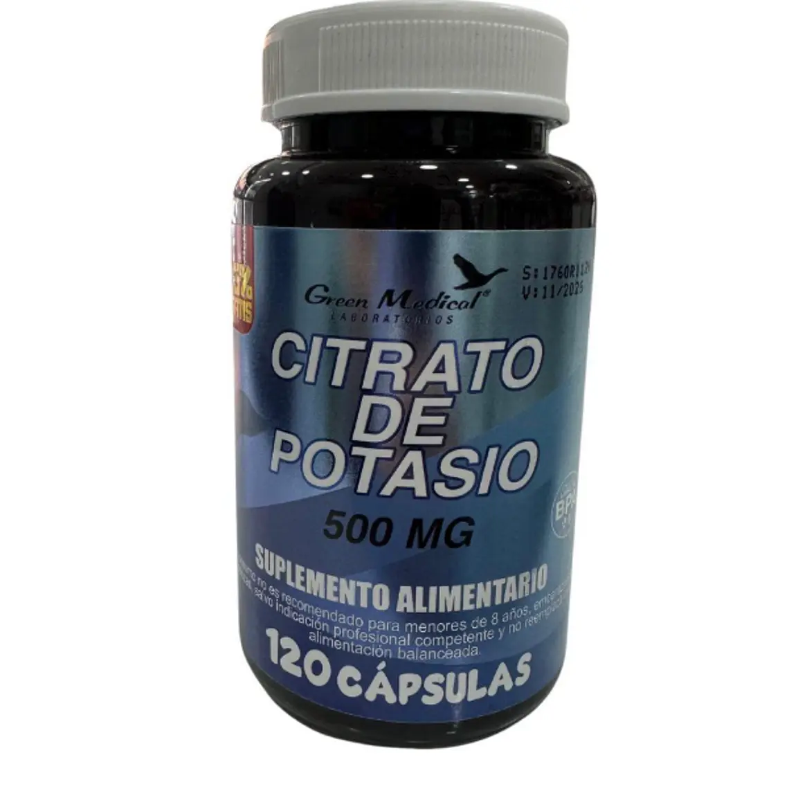 Citrato de Potasio 500 mg 120 Cápsulas. Green Medical 1