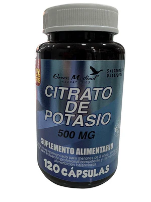 Citrato de Potasio 500 mg 120 Cápsulas. Green Medical
