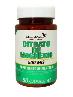 Citrato de Magnesio 500 mg 60 Cápsulas. Green Medical