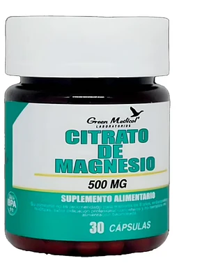 Citrato de Magnesio 500 mg 30 Cápsulas. Green Medical