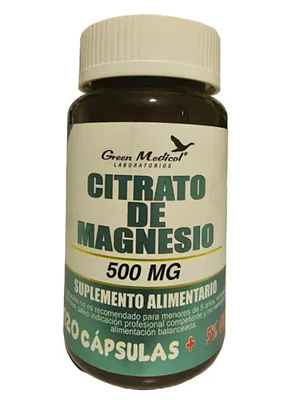 Citrato de Magnesio 500 mg 120 Cápsulas. Green Medical