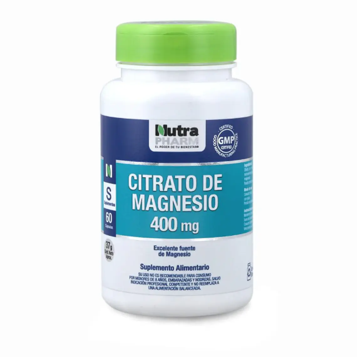 Citrato de Magnesio 400 mg 60 Cápsulas. Nutra Pharm 1