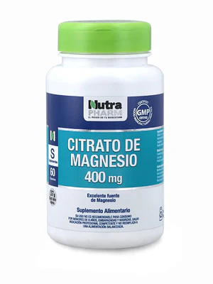 Citrato de Magnesio 400 mg 60 Cápsulas. Nutra Pharm
