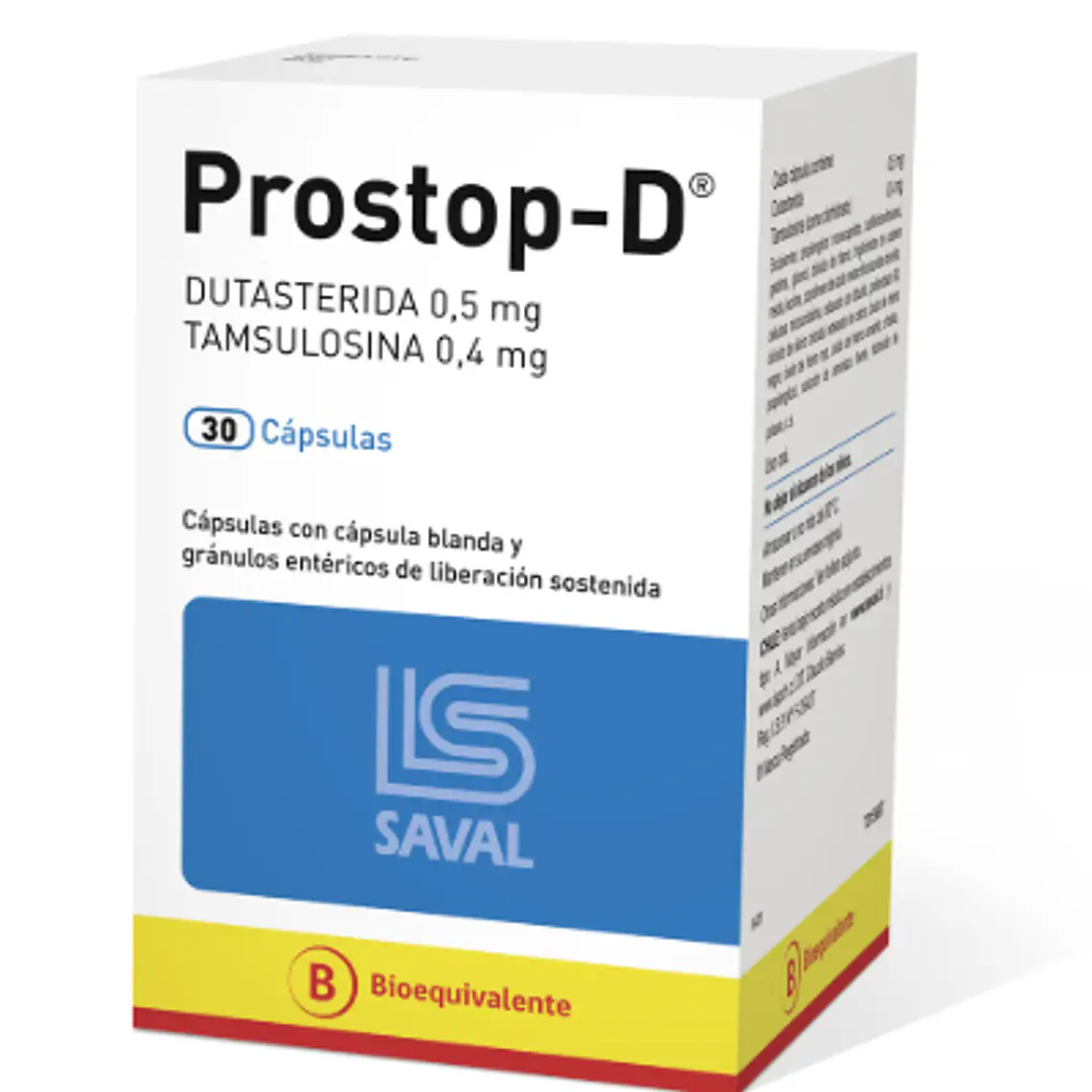 Prostop-D (B) Dutasterida, Tamsulosina 0,5/0,4 mg 30 Cápsulas. 1