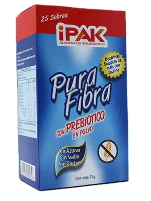 Pura Fibra con Prebióticos en polvo  25 Sobres. Ipak