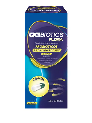 QGBiotics Flora Probióticos 25 Billones UFC 30 Cápsulas.