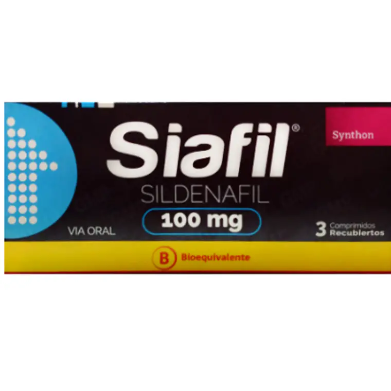 Siafil (B) Sildenafil 100 mg 3 Comprimidos recubiertos. 1
