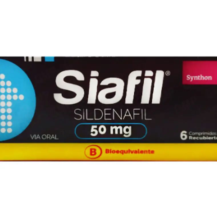 Siafil (B) Sildenafil 50 mg 6 Comprimidos recubiertos. 1