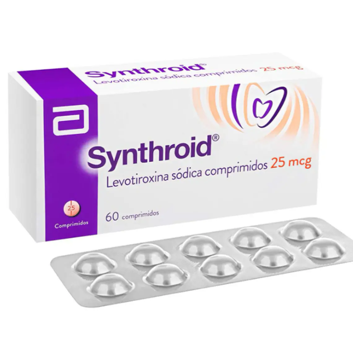 Synthroid Levotiroxina 25 mcg 60 Comprimidos. 1
