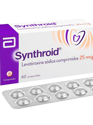Synthroid Levotiroxina 25 mcg 60 Comprimidos.