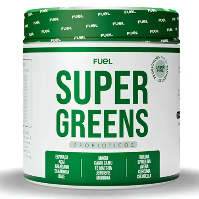 Super greens  Detox  Probióticos Sabor Piña 308 g. Fuel 1