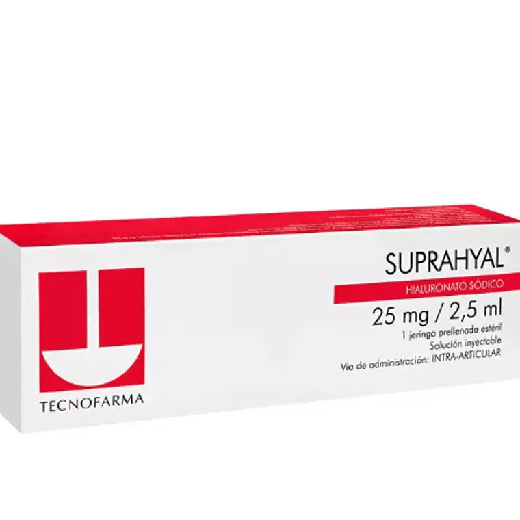 Suprahyal Hialuronato sódico 25 mg/2,5ml Inyectable 1 Jeringa prellenada. 1