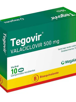 Tegovir (B) Valaciclovir 500 mg 10 Comprimidos recubiertos.