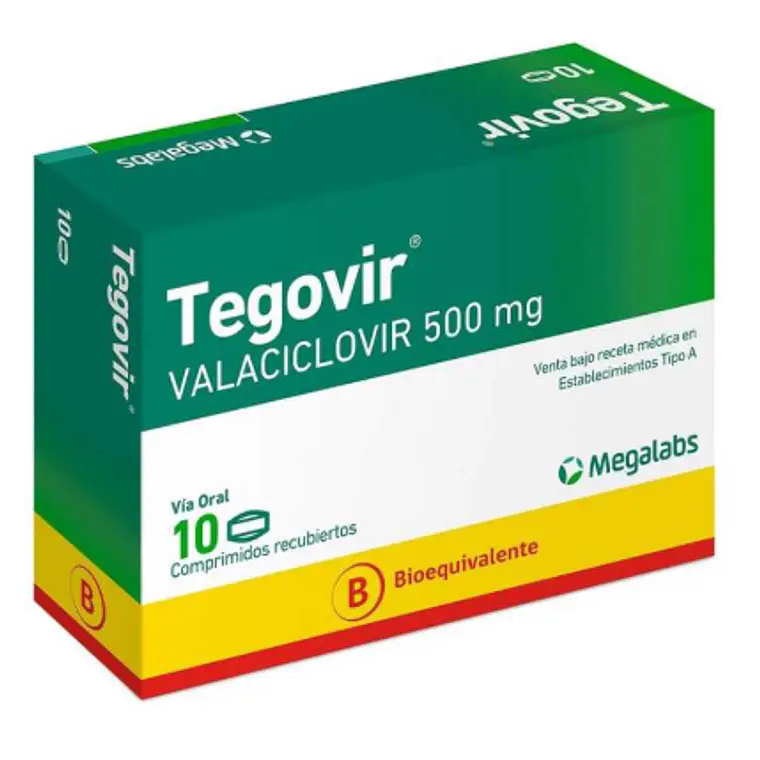 Tegovir (B) Valaciclovir 500 mg 10 Comprimidos recubiertos. 1