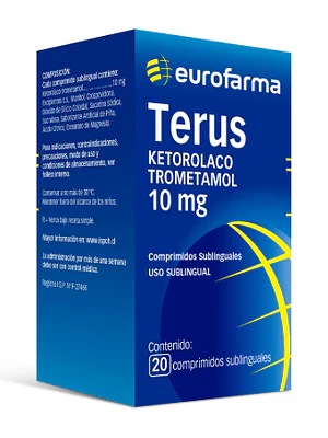 Terus Ketorolaco Trometamol 10 mg 20 Comprimidos sublinguales.