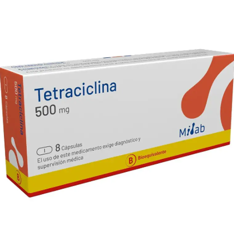 Tetraciclina (B) 500 mg 8 Cápsulas. Mintlab 1